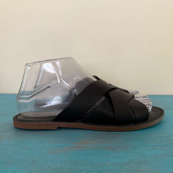 Madewell The Boardwalk Black Leather Slide Sandal Slip-On Size 6.5 - Picture 2 of 10